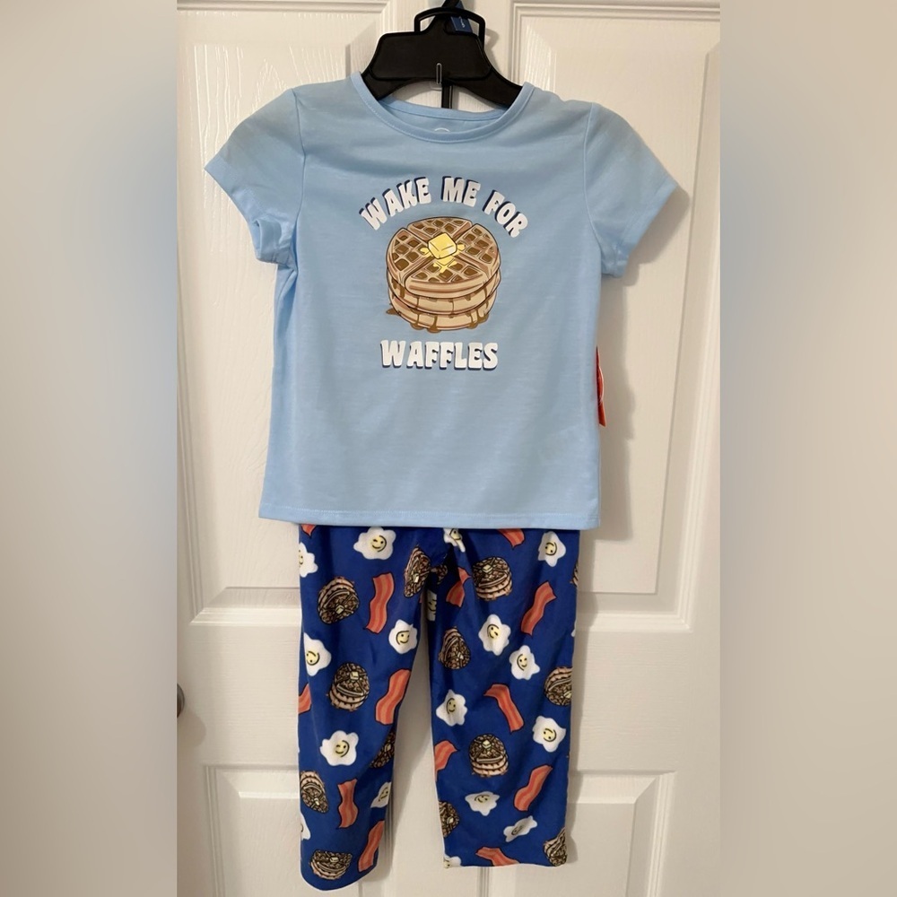 Wonder Nation Light Blue and Navy Breakfast Pajama Set - Picture 5 of 7